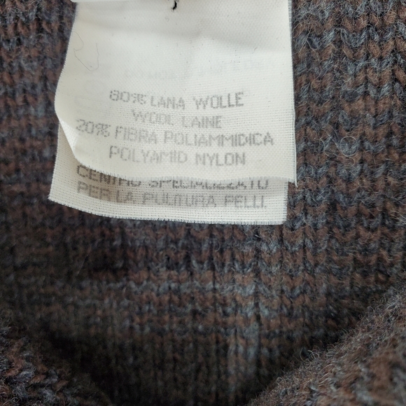 Vtg Moncler Sweater Men L Brown Gray Wool Blend Full Zip Suede Detail. Italy - Picture 8 of 12